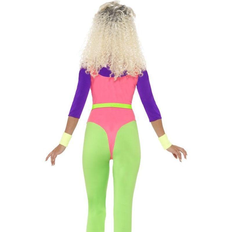 80s Work Out Costume With Jumpsuit Adult Purple Pink Green Womens