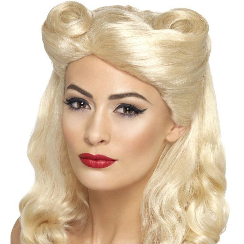 40s Pin Up Wig, Blonde - One Size Womens Blonde