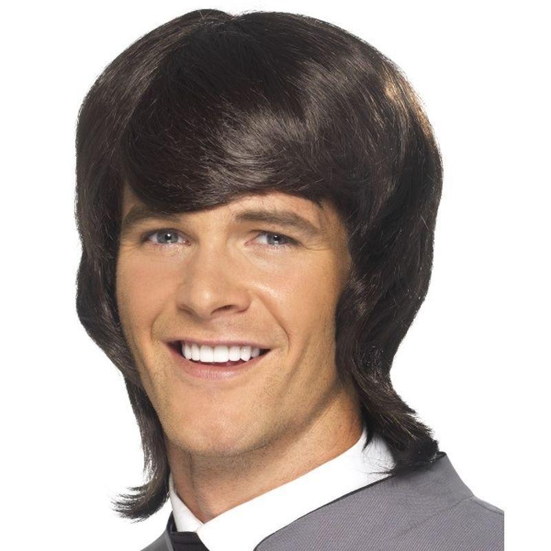 60s Male Mod Wig - One Size Mens Brown