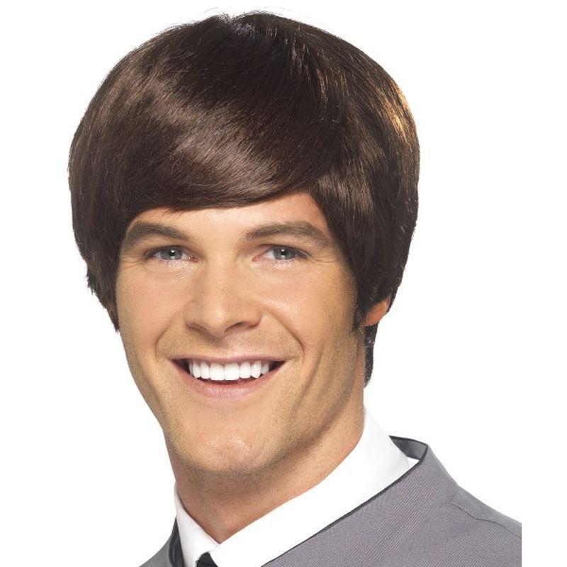 60s Male Mod Wig - One Size Mens Brown