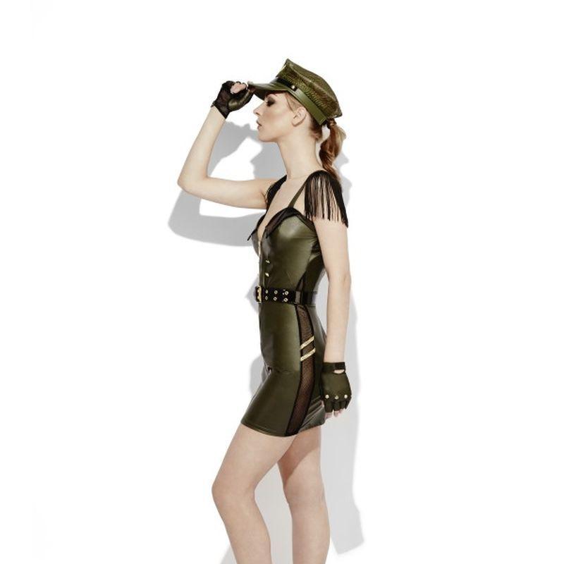 Fever Role Play Military Chief Wet Look Costume Adult Khaki Womens Green