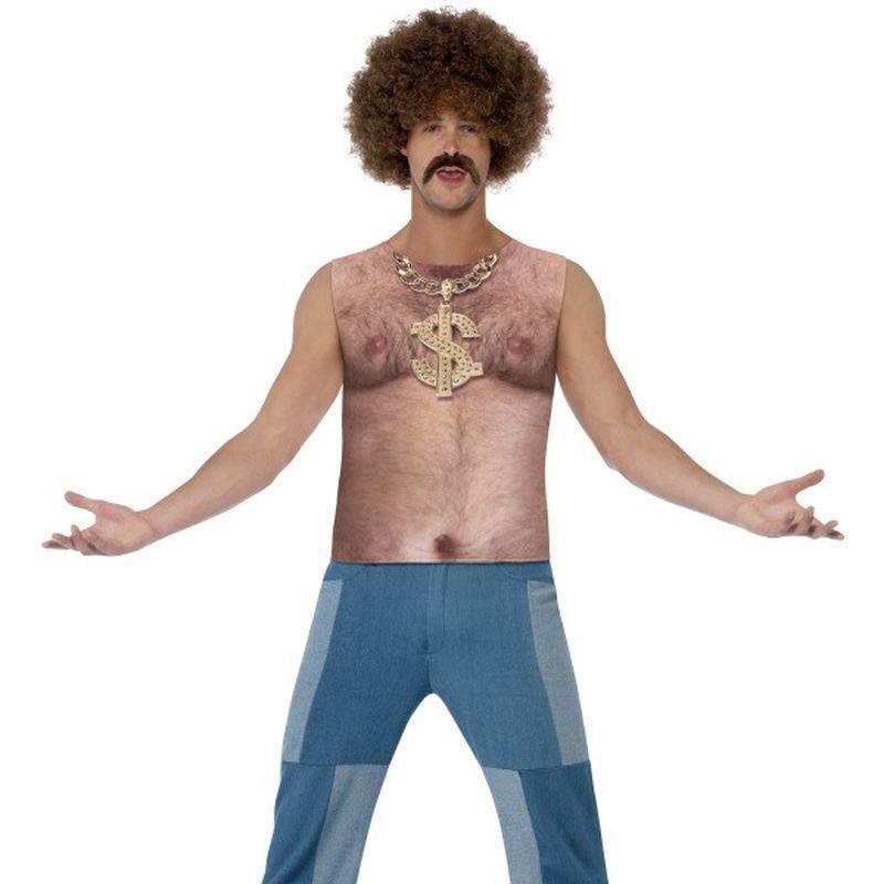 Realistic 70 's Hairy Chest, Sleeveless Top - Chest 42"-44", Leg Inseam 33"