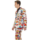Comic Strip Mens Suit Stand Out Red White