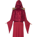 High Priestess Costume Adult Red Dress Attached Belt Hooded Cape