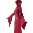 High Priestess Costume Adult Red Dress Attached Belt Hooded Cape