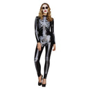 Fever Miss Whiplash Skeleton Costume Adult Black Catsuit