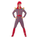Space Superstar Bowie Costume Adult Red Blue Jumpsuit