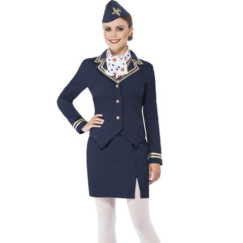 Airways Attendant Costume Blue Womens -1