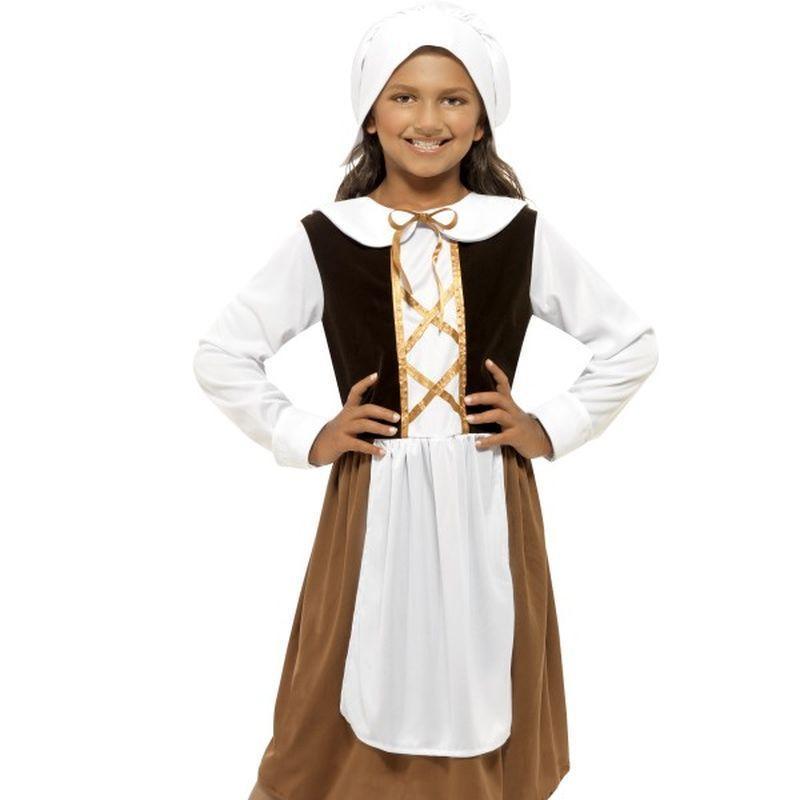 Tudor Girl Costume - Medium Age 7-9 Girls Brown