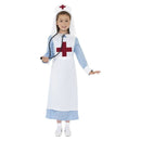 WW1 Nurse Costume Kids Blue White Dress Apron Headpiece