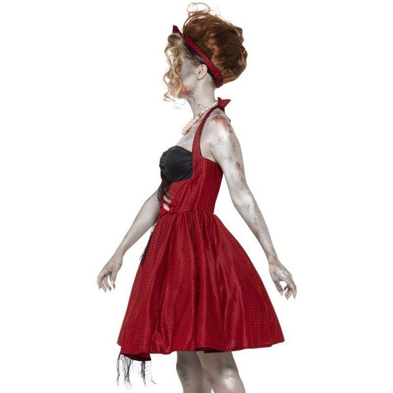 Zombie 50s Rockabilly Costume Adult Red Womens