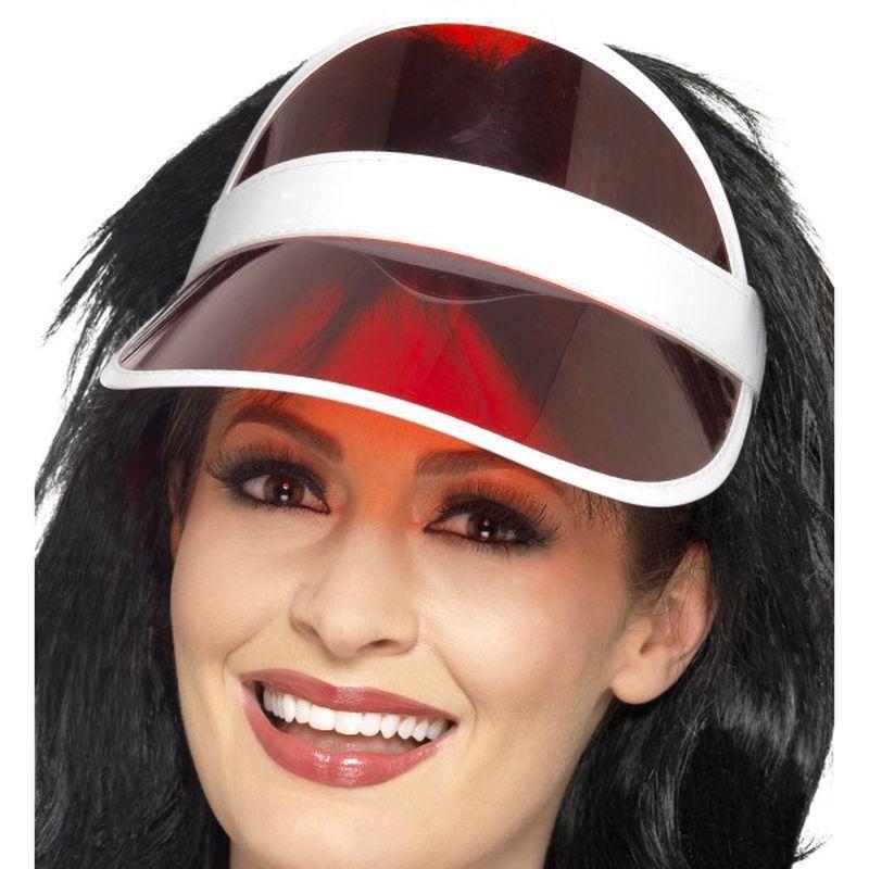 80s Sun Visor Adult Red Unisex -1