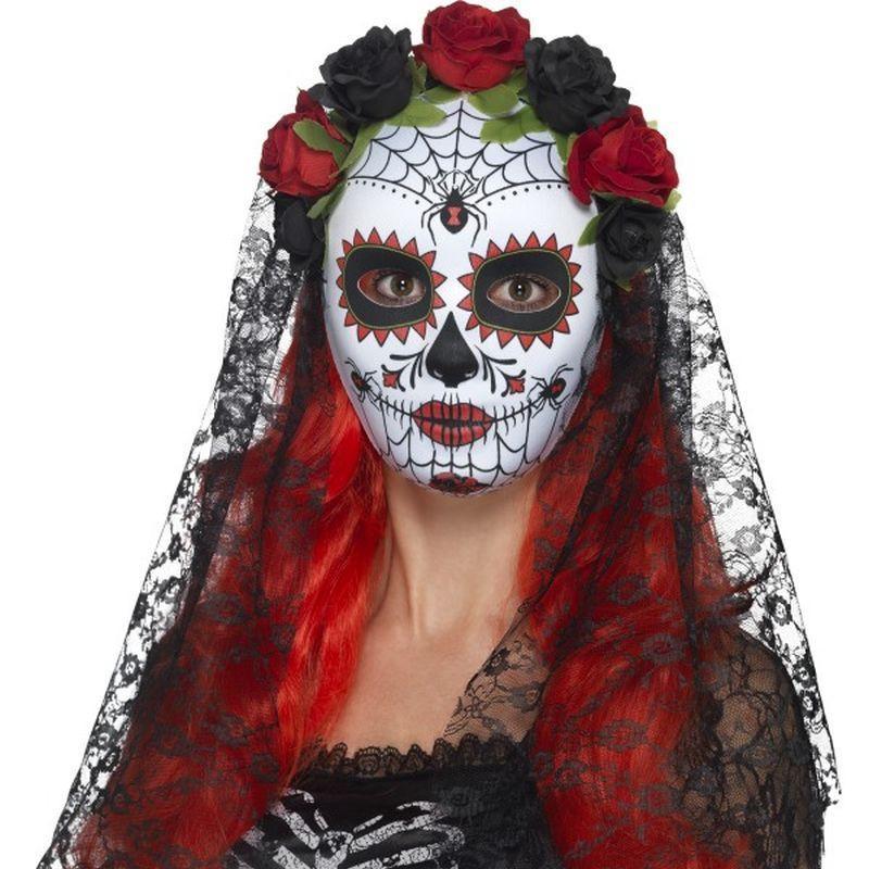 Day of the Dead Senorita Mask, Full Face - One Size