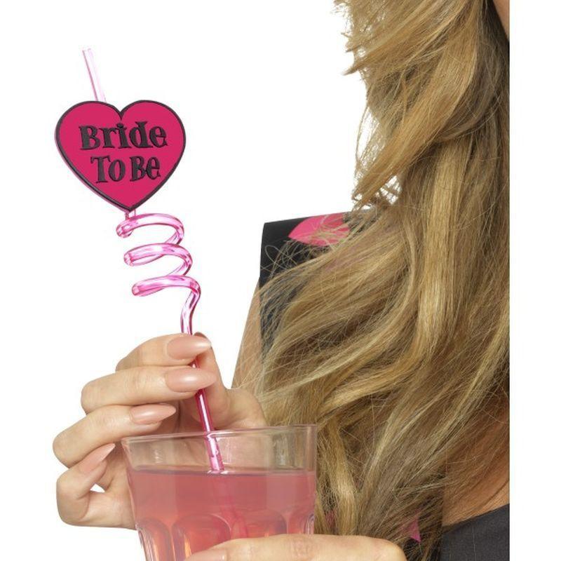 Bride To Be Drinking Straw Adult Pink Womens -1
