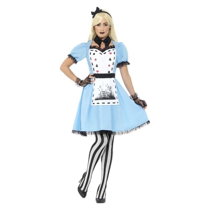 Deluxe Dark Tea Party Costume With Dress Adult Blue Womens