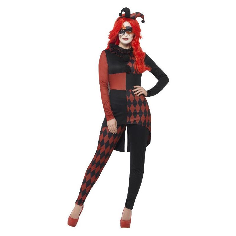 Sinister Jester Costume Adult Red Womens