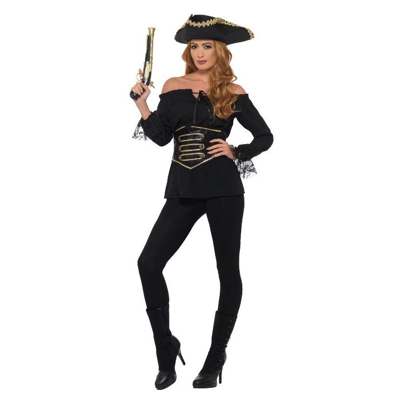 Deluxe Pirate Shirt Ladies Adult Black