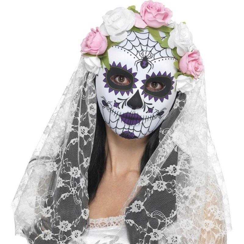 Day of the Dead Bride Mask, Full Face - One Size