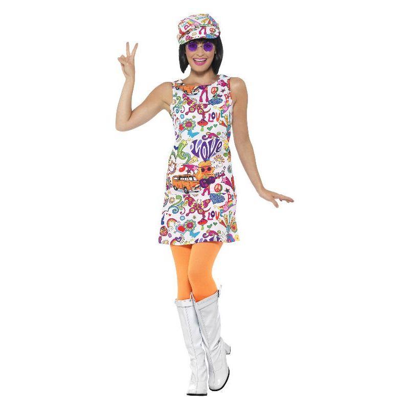60s Groovy Chick Costume Adult White Womens -1