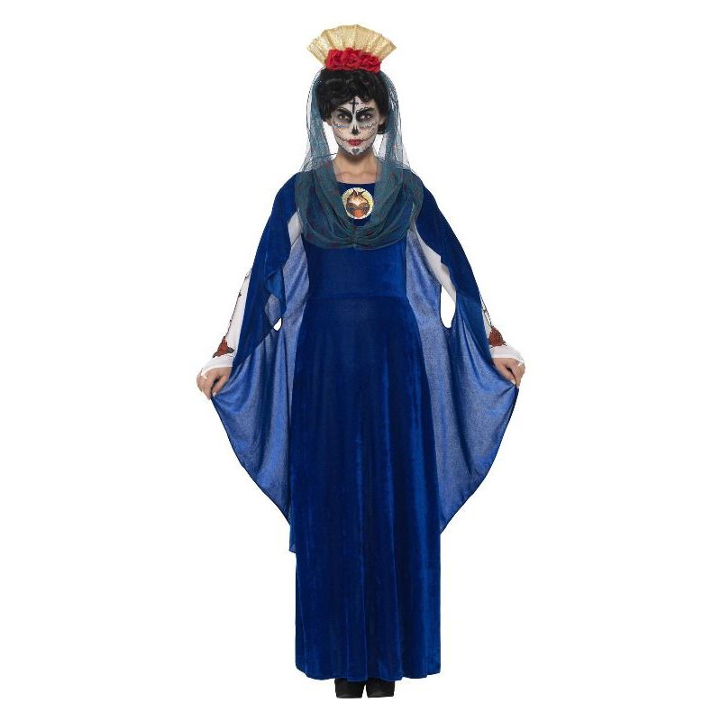 Day Of The Dead Sacred Mary Costume Adult Blue Womens