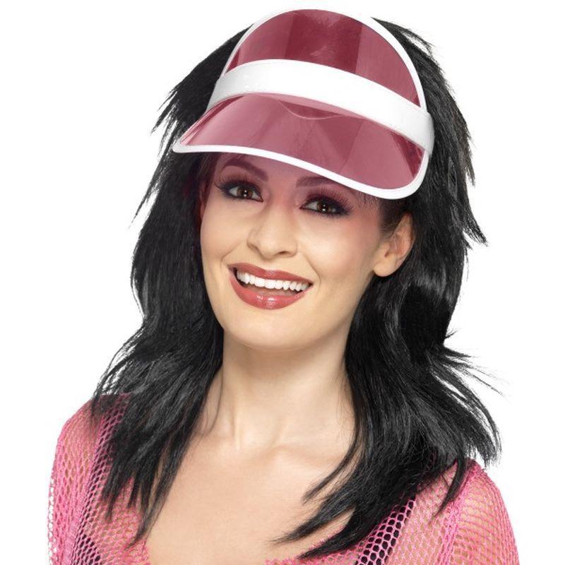 80s Sun Visor Adult Pink Womens -1