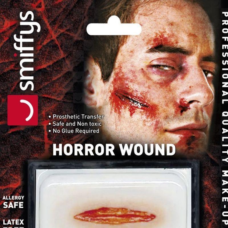 Horror Wound Transfer, Cut & Slashed Wound - One Size