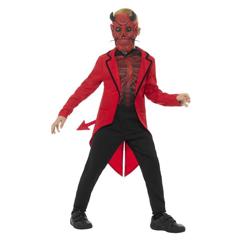 Deluxe Day Of The Dead Devil Boy Costume Kids Red Boys