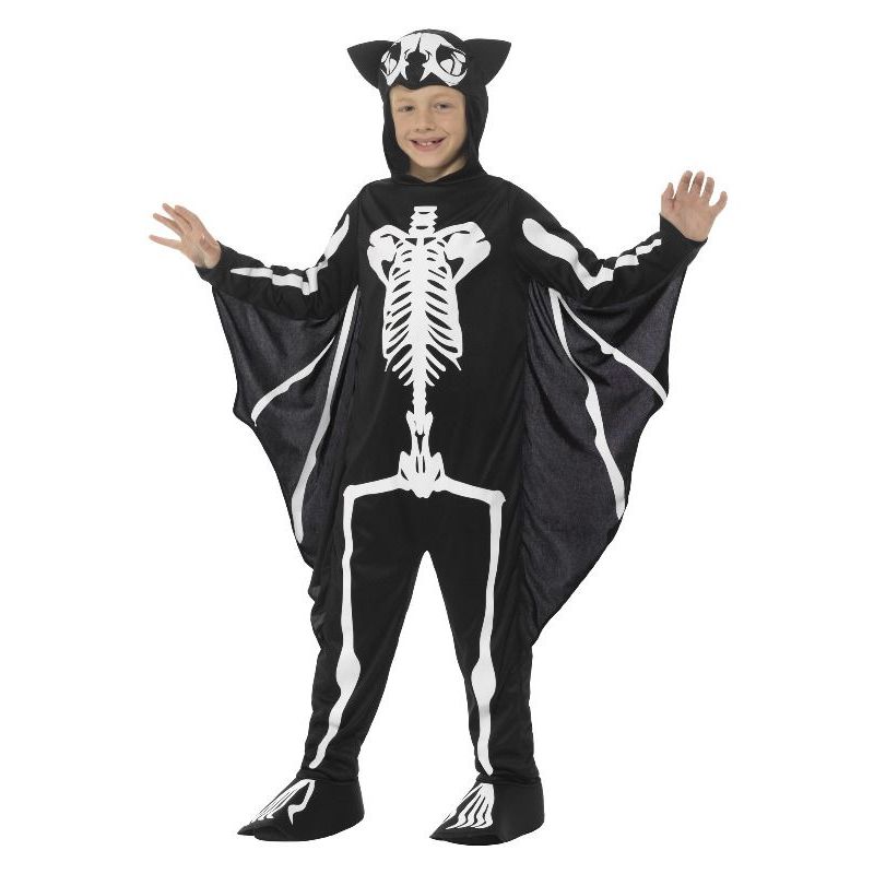 Bat Skeleton Costume Kids White Unisex -1