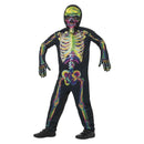Glow In The Dark Skeleton Costume Kids Multi Coloured Jumpsuit