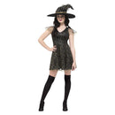 Fever Moon & Stars Witch Costume Adult Black Gold Costume Make Up