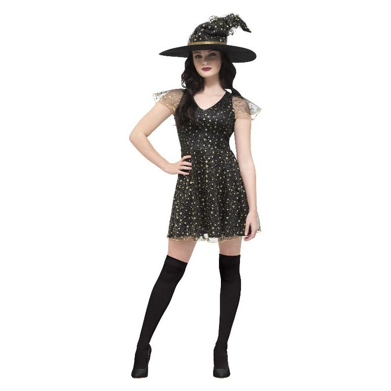 Fever Moon & Stars Witch Costume Adult Gold Womens