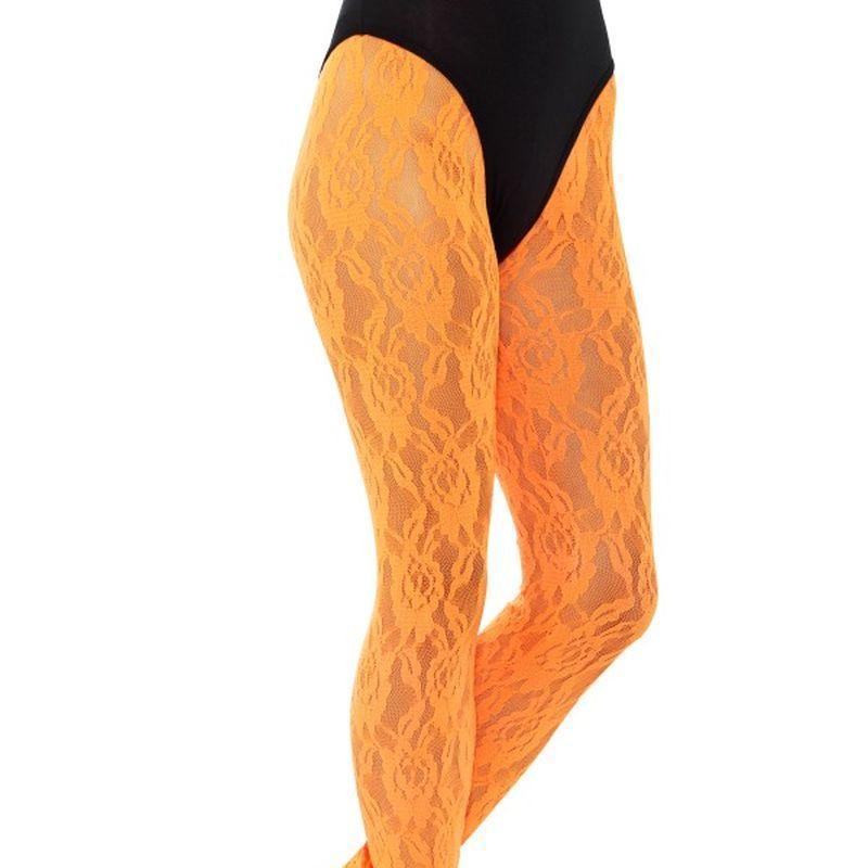 80s Lace Leggings Adult Neon Orang Womens Orange -1