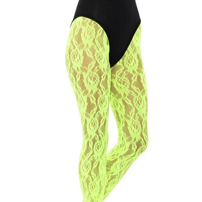 80s Lace Leggings Adult Neon Green Womens -1