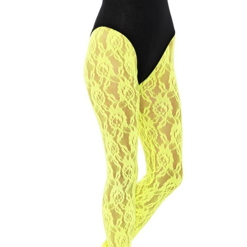 80s Lace Leggings Adult Neon Yellow Womens -1