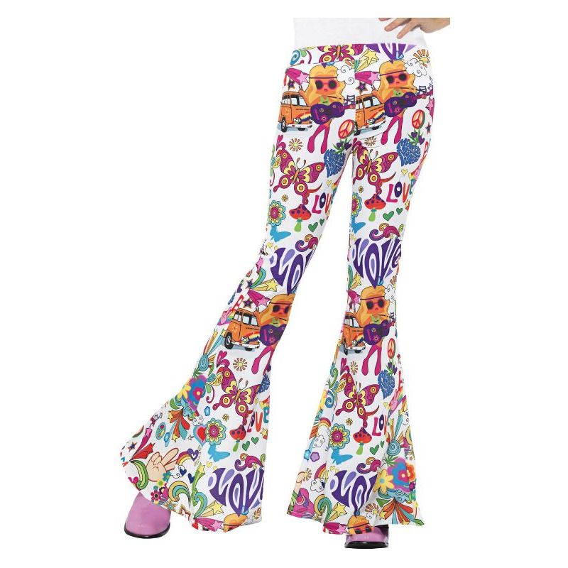 Groovy Flared Trousers Ladies Adult White Womens
