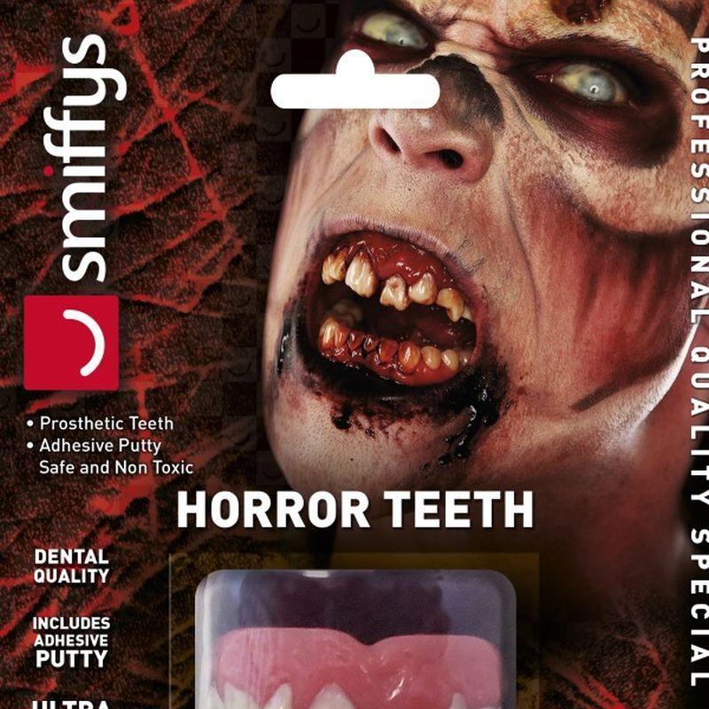 Horror Teeth, Zombie, with Upper Veneer Teeth - One Size