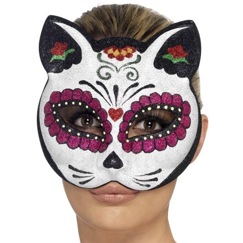 Sugar Skull Cat Glitter Eyemask - One Size