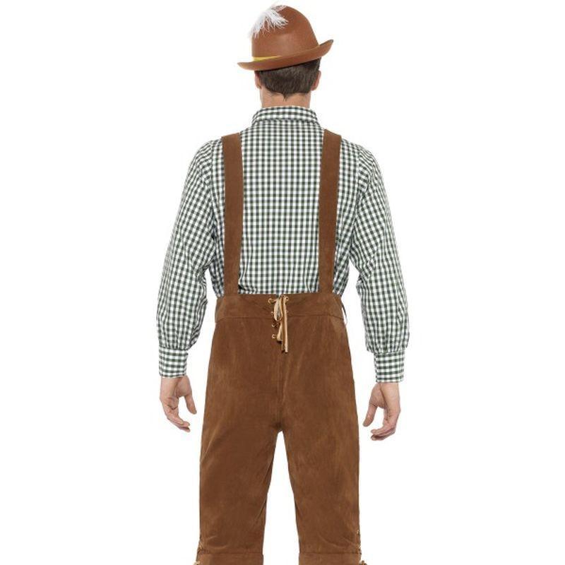 Traditional Deluxe Hanz Bavarian Costume Adult Brown Lederhosen Green Shirt