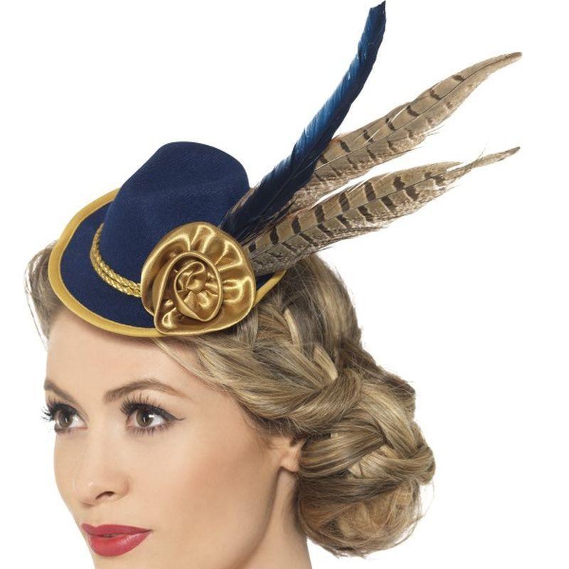 Authentic Bavarian Oktoberfest Mini Hat Adult Blue Womens -1