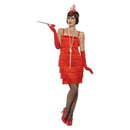 20's Flapper Costume Adult Red Short Dress Headband Gloves