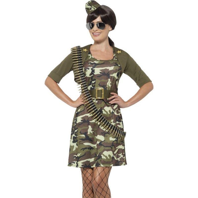 Combat Cadet Costume Adult Green Womens