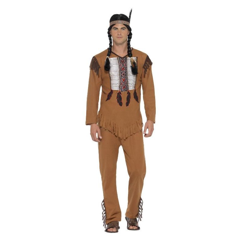 Native American Inspired Warrior Costume Adult Brown Mens