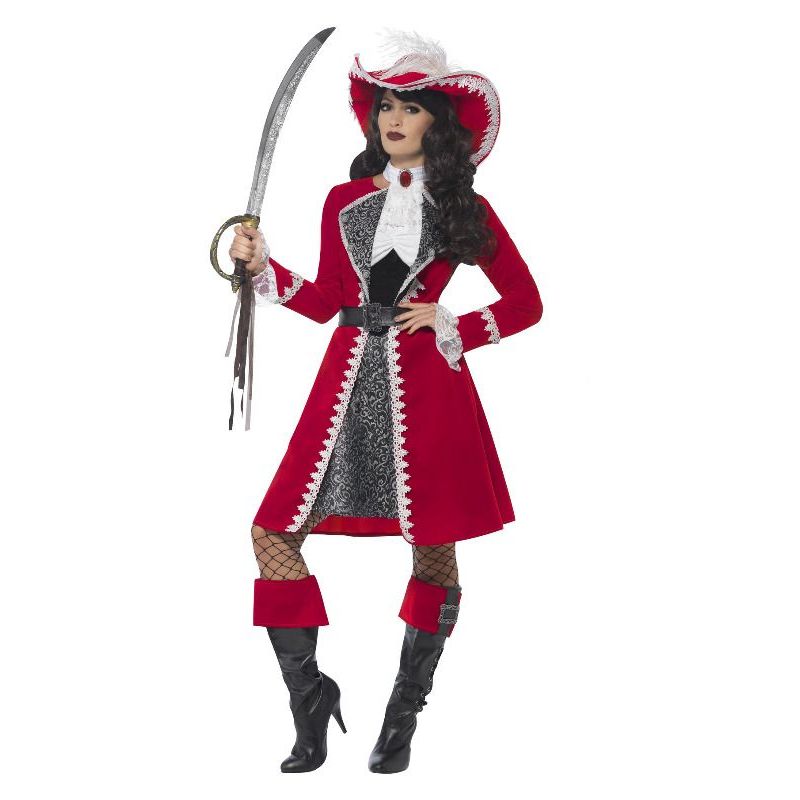Deluxe Authentic Lady Captain Costume Adult Red Womens