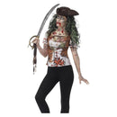 Zombie Pirate Wench T- Shirt Adult Green Costume