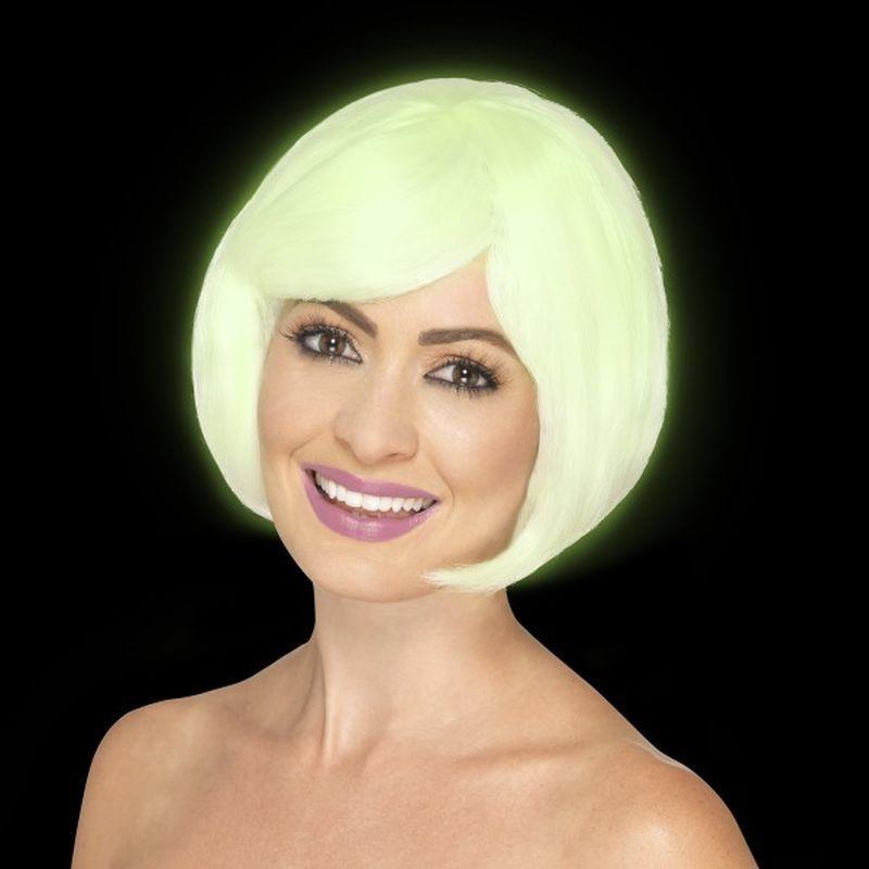 Bob Party Wig Adult Glow In The Dark Womens Yellow -1