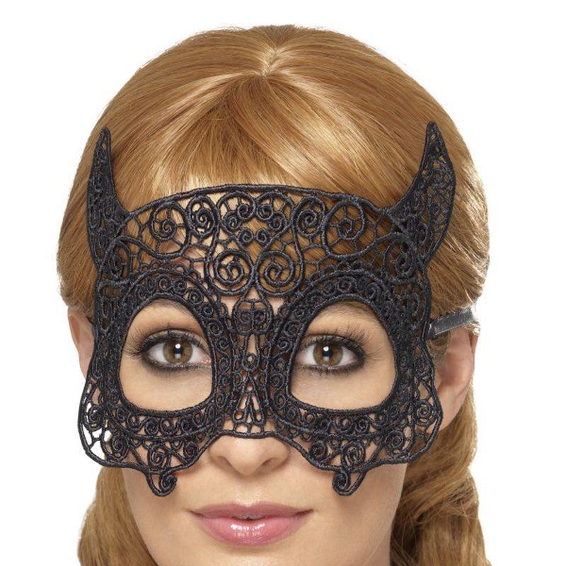 Embroidered Lace Filigree Devil Eyemask - One Size