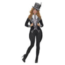 Dark Miss Hatter Costume Adult Black Deluxe Jacket Waistcoat Hat Bowtie