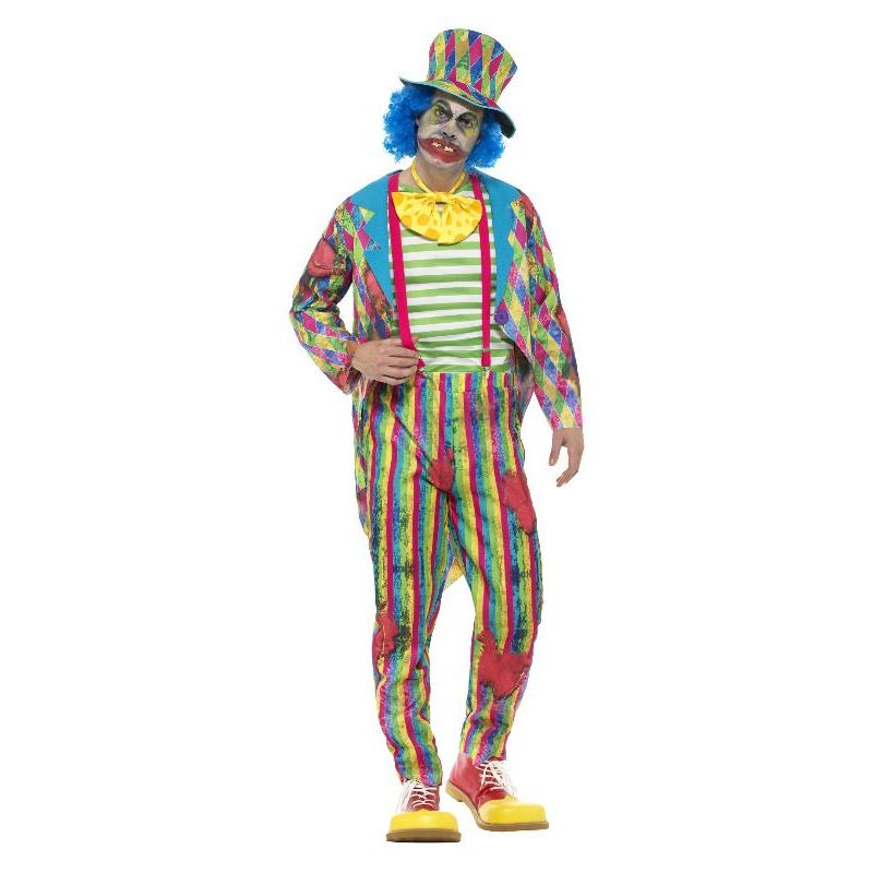 Deluxe Patchwork Clown Costume Male Adult Yellow Blue
