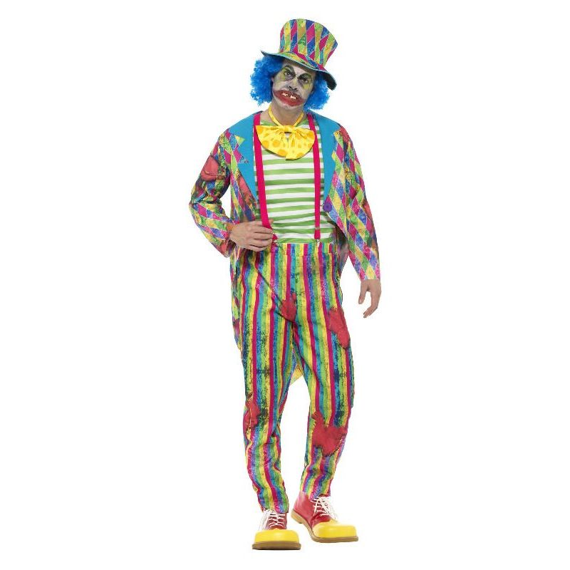 Deluxe Patchwork Clown Costume Male Adult Yellow Blue Mens