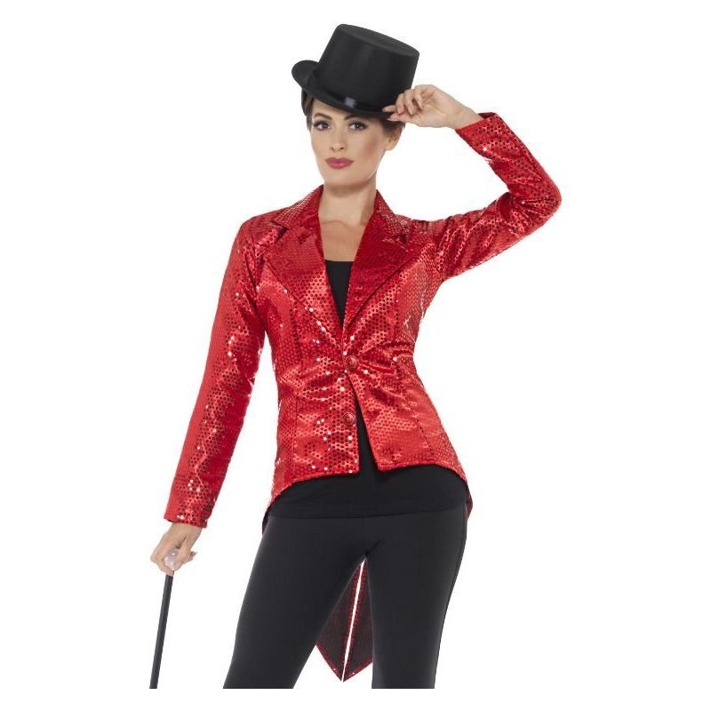Sequin Tailcoat Jacket Ladies Adult Red Womens